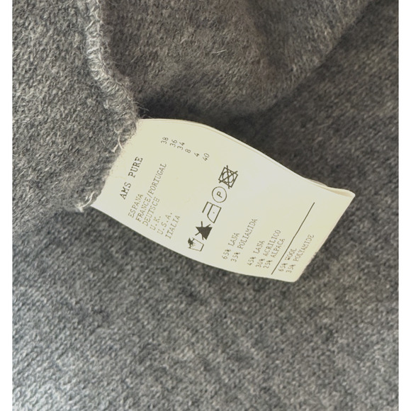 AMS Pure Gray Shawl Collar Cardigan Sweater Small Wool Blend European Designer - Picture 6 of 7